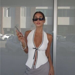 With Jean White Halter Top